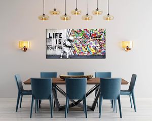 قماش جرافيتي ديكور جداري فني-ديكور حائط ملون-للأولاد المراهقين الجاهزين للتعليق مقاس 40 × 20 بوصة - Product Image 6