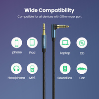 Pour Ugreen 3.5mm Aux Audio Jack câble mâle à mâle PVC veste pour voiture casque MP3/4 téléphone moniteur et haut-parleur