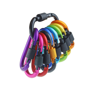 Clip de mosquetón en forma de d de aluminio, llavero de mosquetón de bloqueo, clip de mosquetón con gancho para botella - Product Image 1