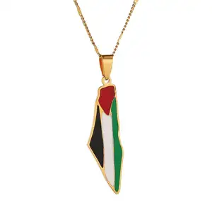 18k Gold Plated Dainty Palestine Necklace,Delicate Gaza West Bank Free Palestine Pendant