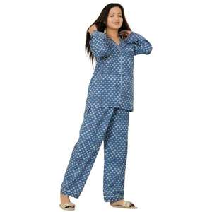 Cotton Pajama Set Long Sleeve Button <b>Down</b> Shirt with Matching <b>Pants</b> Soft Comfortable Breathable Summer Nightwear Loungewear - Product Image 2