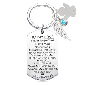 LLavero de carta de amor de acero inoxidable mundial personalizado ODM, Regalos especiales, piedra de nacimiento para parejas, regalo de aniversario para mujeres - Product Image 1