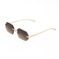 Lunettes de soleil de luxe unisexes tendance, protection UV400, anti-reflet, monture ronde argentée, haute qualité, sans monture, modèle 2159