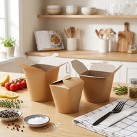 Caja Redonda de Papel Kraft para Alimentos, Envase de Papel para Fideos, Contenedor para Ensaladas de 500 ml, 700 ml, 750 ml, 1000 ml