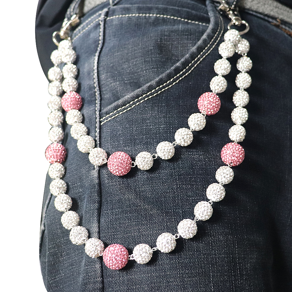 シャンミルHarpo 3mm Ball & Disc Chain 76 Customized 12mm+16mm Disco Ball Beaded Layered Pants Chain