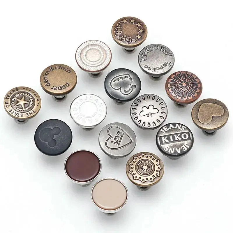 Bottoni di alta qualità produttore bottoni automatici con Logo personalizzato bottone Jeans in metallo goffrato per vestiti