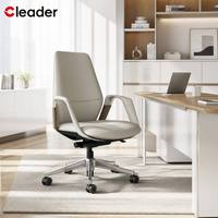 Chaise de bureau exécutive en cuir à dossier moyen, réglable, avec base de skateboard, en mousse moulée haute densité, pour professionnels