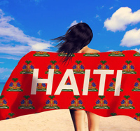 Serviette de plage super absorbante avec drapeau haïtien, serviette en microfibre à séchage rapide avec drapeau national haïtien pour les activités de plein air