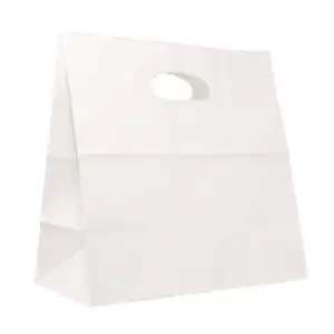 사용자 정의 다이 컷 흰색 다크 브라운 크래프트 종이 쇼핑 캐리어 가방 로고 인쇄