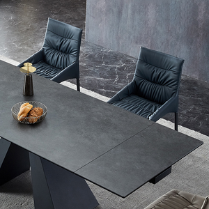 ATUNUS Mesa de Mármol Rectangular de Lujo de Italia Mesa Plegable de Comedor de Losa de Piedra Extensible para 8 Puestos - Product Image 4