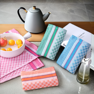 Nouvelle Serviette de Cuisine en Coton Tricoté Écologique 42*67cm, Motif Petites Cases, Absorbante, Pliable, Lavable en Machine – Collection 2025 – Vente Flash - Product Image 2
