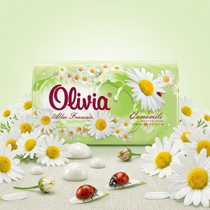 Chamomile Scented Moisturizing Bar <b>Soap</b> with Glycerin Lanolin and Vitamins A and E for Hand and Body Care 90 g Olivia - Product Image 2