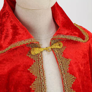 Costume de <span class=keywords><strong>prince</strong></span> pour enfants en velours rouge pour Halloween et Noël 2024, cape de carnaval pour enfants, double cape de roi + sceptre + couronne - Product Image 4