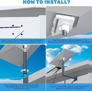 Starlink Satellite Internet Gen 3 الربط طويل مثبت على الحائط مع مجموعة محول عمود أبيض لstarlink V 3 طبق مجموعة تثبيت الحائط الطويلة - Product Image 4