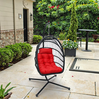 Fauteuil suspendu en rotin tressé, chaise suspendue en forme d'œuf pour patio, jardin, balcon, chaise suspendue pliable en métal avec support, siège individuel