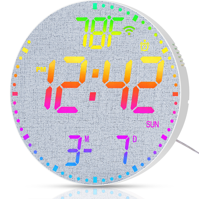 Modern APP Control Wifi Clock Modern RGB Colorful LED Wall Clock with Large Digital Clock Display Perfect for Living Room Decor