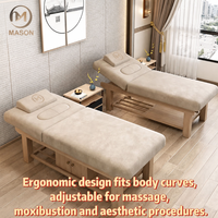 Table de massage pliable ergonomique en bois massif Mason, confortable et portable, pour salon de beauté et spa, design moderne, usage commercial