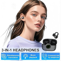 Écouteurs de traduction Huizon AI V6.0 étanches IPX-5 avec suppression du bruit ENC, contrôle tactile via application, son Hi-Fi, affichage LED de la batterie, et conception intra-auriculaire
