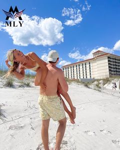 Mly Nieuwe Sexy Speciale Stof Off-The-Shoulder Blauwe Streep Ring Tweedelige Bikini Set Badpak Custom Vrouwen Badmode - Product Image 5