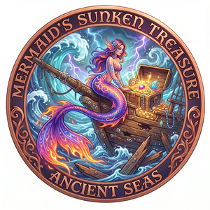 Medallón de 1 oz de Cobre Fino .999, Redondo, con Impresión UV, Diseño de Sirena Sumergida en un Naufragio de Mar Antiguo, Moneda de Desafío - Product Image 1