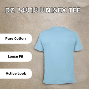 เสื้อยืด DZ 24818 รุ่น Unisex ผ้าฝ้าย 100% ย้อมเส้นด้าย น้ำหนัก 180 กรัม ทรงหลวม สปอร์ต ดีไซน์เรียบ พิมพ์ลายดิจิทัล - Product Image 2