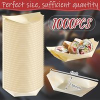 Assiettes jetables en bois en forme de bateau de 1000 pièces, 4 pouces (10,2 cm), assiettes en bambou, assiettes jetables en feuille de bambou pour sushi, plateaux de service