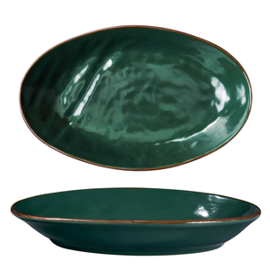 LÍNEA MEDITERRÁNEA - BANDEJA OVALADA DE GRES VERDE OSCURO 28X17X3CM - Product Image 1