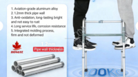 Déambulateur pliable en aluminium HONGYE XTL913L, hauteur réglable, norme européenne, pour les personnes âgées, usage quotidien