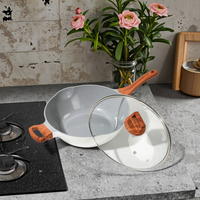 Batterie de cuisine antiadhésive en aluminium moulé sous pression personnalisé direct usine batterie de cuisine Wok de friture antiadhésif