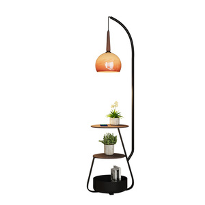 Dropshipping Shopify Vintage Floor <b>Lamp</b> With Integrated Nightstand <b>Mid</b> <b>Century</b> Modern Standing <b>Lamp</b> For Living Room Sofa Side Am - Product Image 1