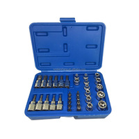 Jeu de douilles et embouts 34 pièces en acier au chrome-vanadium, douilles à pression, embouts étoiles, embouts Torx, embouts pour perceuse, outils pour percer des trous