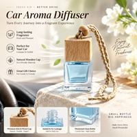 Flacon diffuseur carré en verre de 5ml, 7ml, 10ml pour voiture, avec bouchon en bois noir/Personnalisé, flacon d'huile parfumée givré avec pulvérisateur à pompe