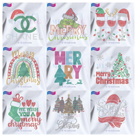 Transfert de strass personnalisé par le fournisseur, transfert de strass de Noël, transfert de strass à repasser, logo personnalisé pour les vêtements