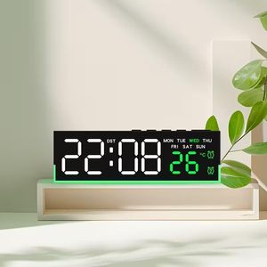 LED <b>Digital</b> Alarm <b>Clock</b> with Night Light Multifunction Display Temperature Date Bedside <b>Clock</b> for Bedroom - Product Image 6