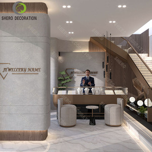 Commercial Jewelry Shop Interior Design Customized Luxury Glass Gold Stainless Jewelry Showcase Display Cabinet For Retail Store - Product Image 4