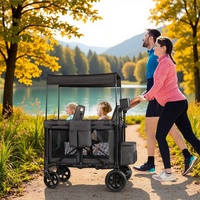 Poussette pliante de luxe à deux places, chariot de camping extérieur pour deux enfants avec auvent