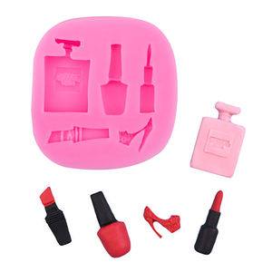 Molde de silicona para decoración de tartas y fondant con formas irregulares: lápiz labial, lápiz de cejas, perfume, esmalte de uñas, tacones altos y gráficos DIY - Product Image 1