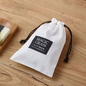Sac à cordon en coton biologique, pochette d'emballage personnalisée pour bijoux, sac cadeau écologique, sac en tissu de coton naturel en vrac - Product Image 4