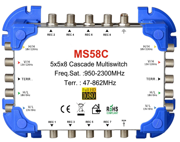 5 in 16 Output Digital Satellite Signal Multiswitch with 24 Output Diseqc 2.0