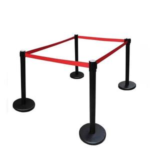 מחסום נייד מפלדת אל-חלד נשלף עם לוגו בהתאמה אישית, בסיס אדום כבד, לבקרת קהל לאבטחת שדות תעופה - Product Image 5