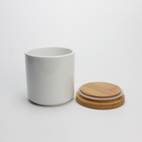 Boîtes de cuisine en céramique avec couvercle en bambou hermétique pour thé grains de café épices pot de stockage des aliments