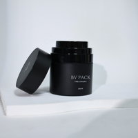 BVPACK 50g Pot à pompe sans air en acrylique à double paroi noir mat de luxe pour crème, soins de la peau de qualité supérieure