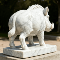 Sculpture de sanglier en marbre naturel sur mesure, grande taille, sculptée à la main, statue d'animal en pierre pour la décoration extérieure de jardin, manoir, paysage