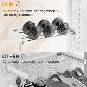 Sliding Retractable Collapsible Fordable Pull Push Out Steel Clothes Drying Rack Clothes Korea Wall Mount Hanger for the Clothes - Product Image 3