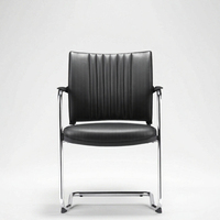 Chaise de visiteur en cuir personnalisée OEM avec structure cantilever chromée, siège rembourré et accoudoirs fixes pour cabinet d'avocats, hôpital, école, clinique