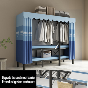 Armoire en tissu simple et moderne pour chambre à coucher domestique Armoire <span class=keywords><strong>de</strong></span> rangement en métal avec <span class=keywords><strong>renfort</strong></span> <span class=keywords><strong>de</strong></span> tuyaux en acier pour salles <span class=keywords><strong>de</strong></span> location - Product Image 6