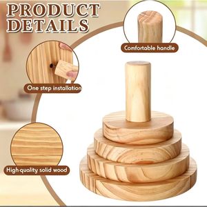 Juego de moldes de cerámica de madera maciza para manualidades, herramienta de prensado para cuencos y platos de cerámica DIY, mango de madera multiusos - Product Image 5