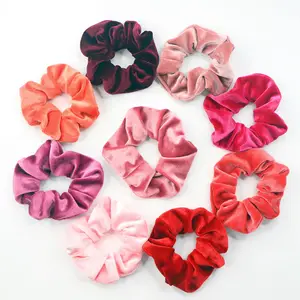 Elastico di alta qualità sfuso cravatta per capelli di san valentino fascia per capelli Scrunchies In velluto rosa rosso