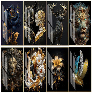 Decorazione della casa Poster arte da parete <span class=keywords><strong>con</strong></span> struttura in metallo fiore tulipano di cristallo di porcellana pittura di arte della parete pittura - Product Image 5