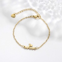 Bracelet en acier inoxydable avec inscription « I Love MAMA », bracelet avec pendentif en forme de cœur doré, cadeau pour la fête des mères, bijoux tendance pour femmes, vente en gros